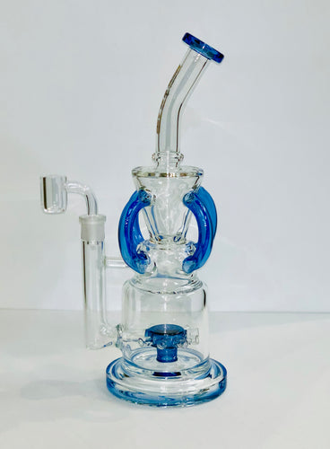 Nice Glass 1 inch Sprocket Perc 4-Arm Recycler with Quartz Banger