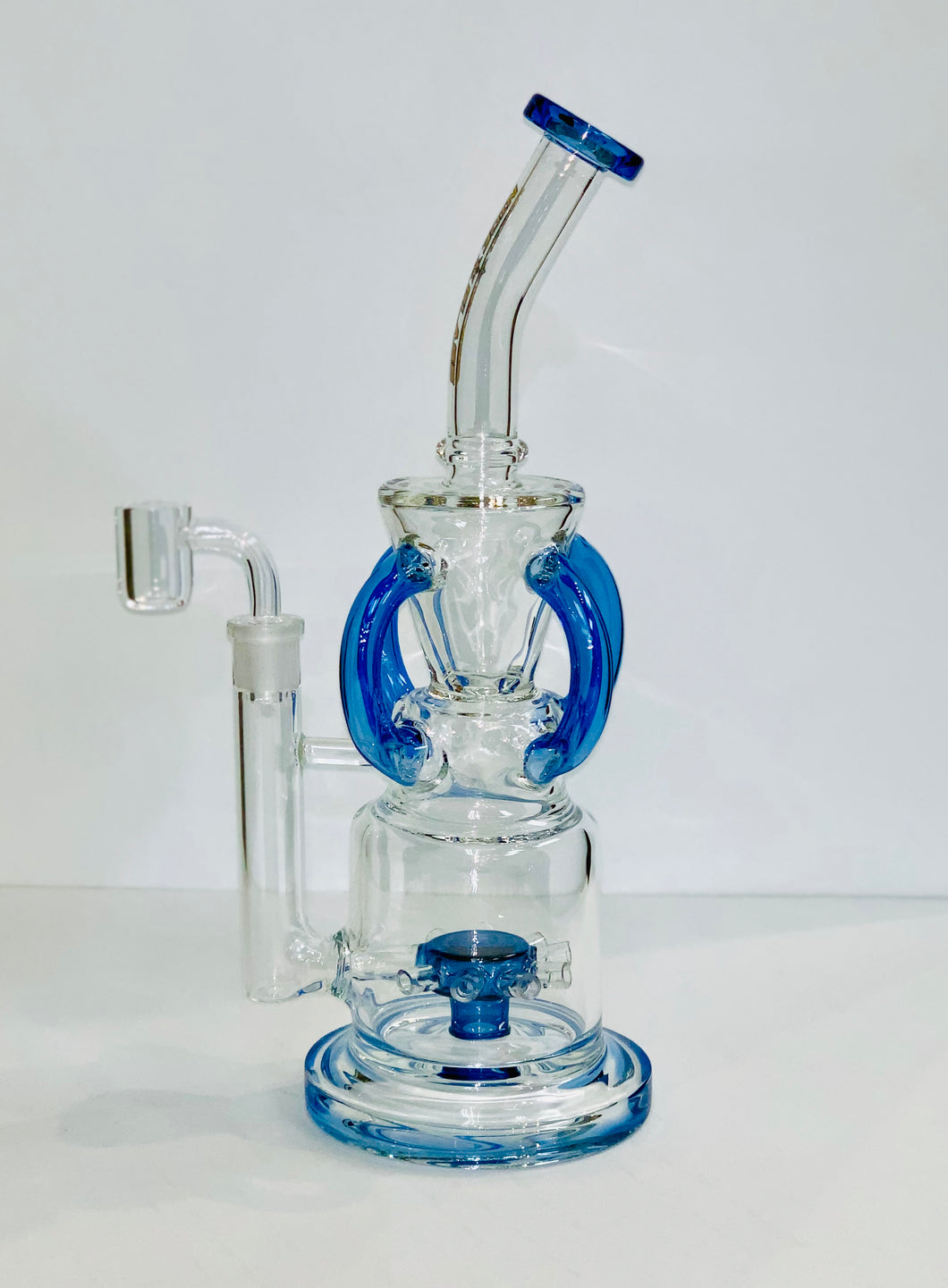 Nice Glass 1 inch Sprocket Perc 4-Arm Recycler with Quartz Banger