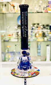 HOSS GLASS 18" Beaker With colored Neck Pyramid Perc.